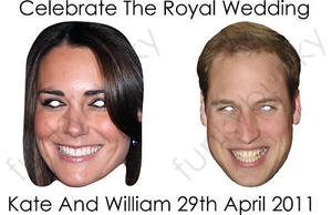 Máscara facial de tarjeta de celebridad real de Kate Middleton y el príncipe William - vestido elegante - Imagen 1 de 2
