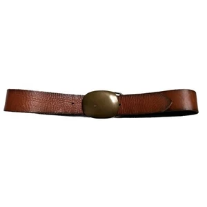Cintura Gap Y2K in pelle marrone ovale con fibbia in ottone piccola boho - Foto 1 di 12