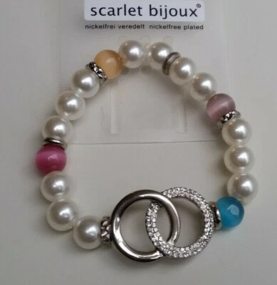 Gummiband Armband Mode-Perle Glaskugel rosa türkis rosa Durchmesser 5,5 cm S 1 - Bild 1 von 3