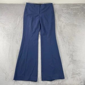 THEORY Demitria Trouser Pants Women 10 Navy Blue 4 Traceable Wool Bootcut Flare - Picture 1 of 11