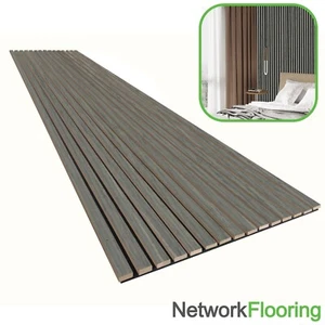 Grey Oak Acoustic Slatted Wall Panel Decorative Slat 3D MDF - 2400mm x 600mm - Picture 1 of 4