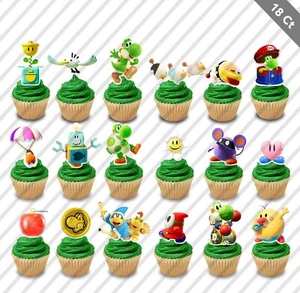 18 Yoshi Crafted World Dinosaur Super Mario Cupcake Topper Favor Party Birthday - Picture 1 of 1