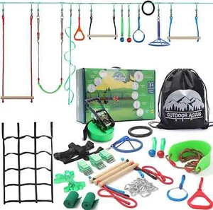THE MONKEY LINE - ULTIMATE -Premium Jungle Gym Obstacle Course - 64ft Slackline - Picture 1 of 6
