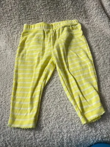 Girls Carter Loung Pants Size 6M Yellow with White Stripes Butterfly on Back - Picture 1 of 5