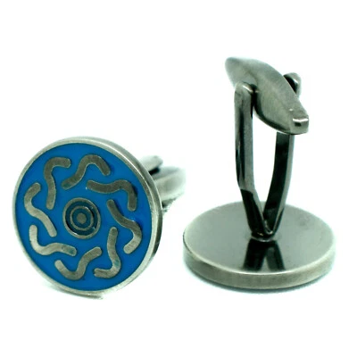 Gemelli Celtici Blu Argento Circolari A Coppia Per Matrimonio - Immagine 1 di 4