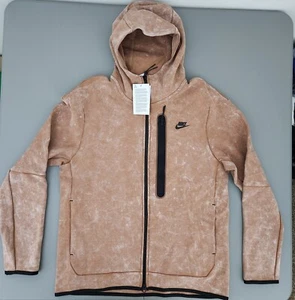 Nike Men's Tech Fleece Washed Full-Zip Hoodie Jacket Mineral Clay DM6515-215 M - Picture 1 of 9