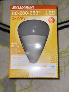 New Sylvania  A23 Pear 3-way (60-200-250W Repl.) LED Light Bulb Soft White 2700K