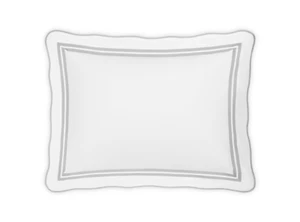 $430 MATOUK RIVER KING SHAMS SCALLOP 500TC LUCA COTTON PERCALE WHITE SILVER GRAY - Picture 1 of 5