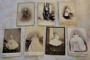 Group 7 Antique Cabinet Card Studio Photos Young Boys Girls Infants Ohio 1880's - Picture 1 of 9