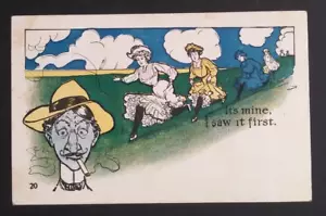 It's Mine, I Saw It First Cigarette Humor Divertido Cómic Postal 1905 - Imagen 1 de 5