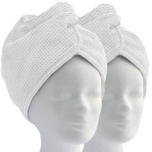 Haarturban, Mikrofaser Turban Handtuch mit Knopf (2er Set, weiß) Kopfhandtuch - Bild 1 von 8