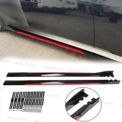 Black+Red Sport Style Side Skirts Rock Panel Splitter For Hyundai Genesis Coupe - Image 1 of 4
