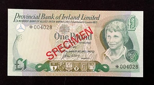 1977 ONE POUND IRELAND..SPECIMEN PAPER NOTE..aUNC - Picture 1 of 2
