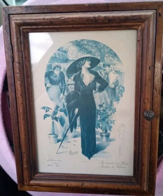 1970-е Шкаф для Ключей Mademoiselle Подвесной Шкаф Стеклянная Дверь Плакат Лито Engr - Изображение 1 из 4