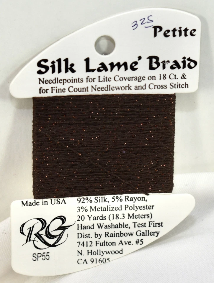 Rainbow Gallery Petite Silk Lamé Braid silk/rayon/polyester 20 yards SP55 brown - Image 1 of 1