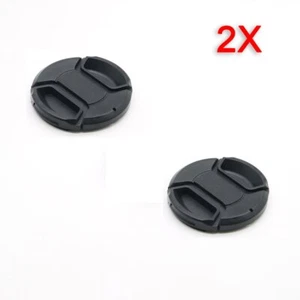 2X  49mm Lens Cap Center Pinch Snap On Front Cover String for Canon Nikon Sony - Picture 1 of 6