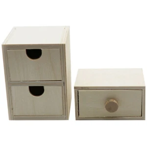 2 Pcs Wooden Drawer Box Child Painting Small Unfinished Mini Drawers - Picture 1 of 12