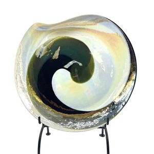 Yalos Murano Leopardo Ivory and Amber Glass Centerpiece 17"x 17"x 2" (no stand) - Imagen 1 de 11