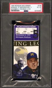 11/6/99 Michigan Wolverines Northwestern Tom Brady 3 TDs PSA 4 Ticket Stub POP 2 - Picture 1 of 2