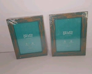 LaVie Home 5×7 Picture Frames Blue Distressed. Set Of 2 Frames - Picture 1 of 5
