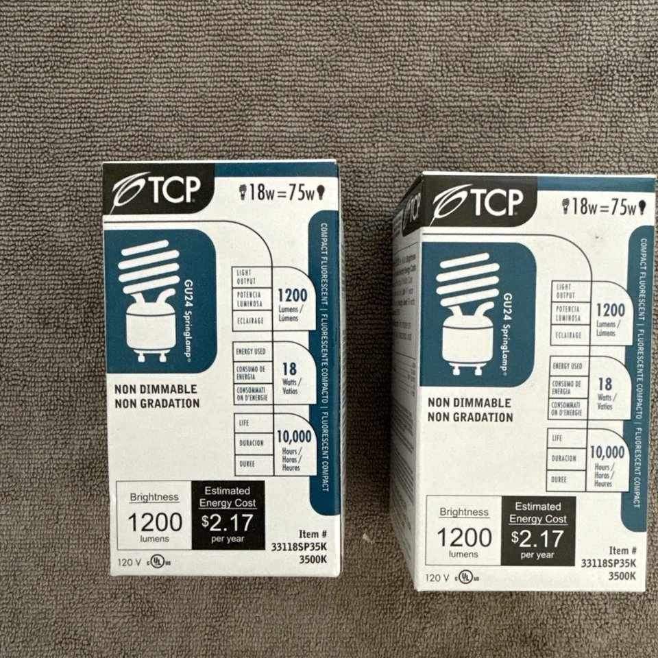 (2) TCP CFL Lamps Item#33118SP35K  GU 24 Base / 18 Watt Non Dimmable - Image 1 of 4