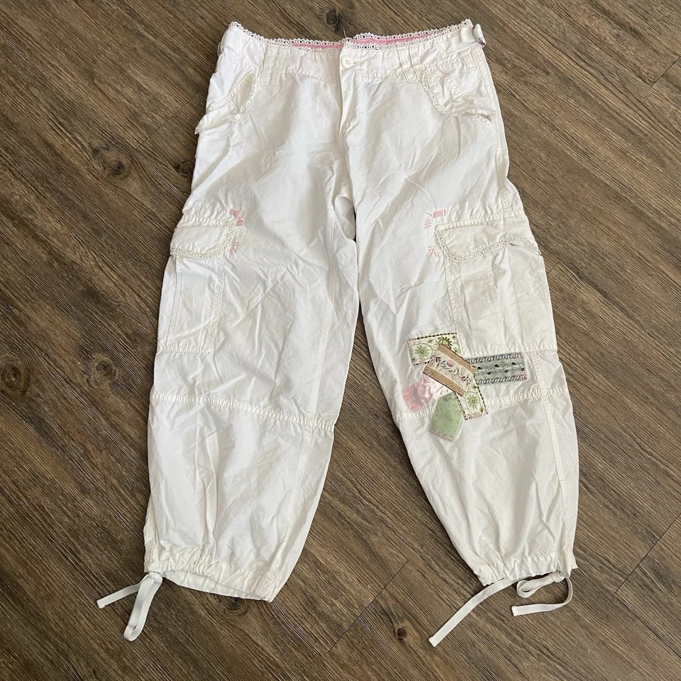 Miss Me Cargo Wide Leg Loose Baggy White Y2K Utility Military Pants Size Large L - Image 1 of 4