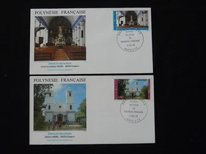 religious buildings x2 FDC French Polynesia 1985 - Picture 1 of 1