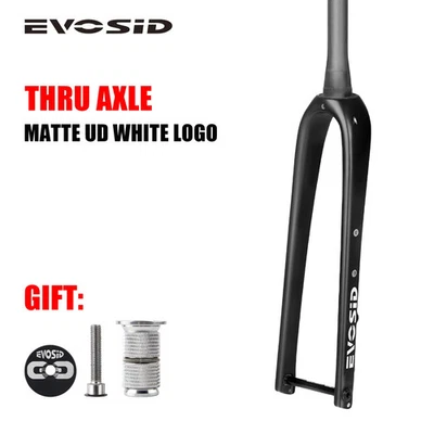 Horquilla de bicicleta de carretera de fibra de carbono completa para bicicleta de grava dura 700C eje pasante 12X100 mm Foto 1 de 4