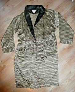 Vintage Perry Ellis Herren 100% Seide Gold Schwarz S/M Loungewear Morgenmantel Nachtwäsche - Bild 1 von 8