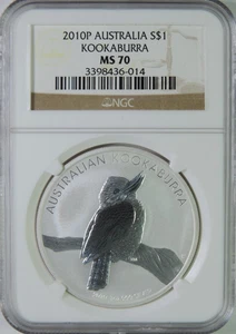 2010 P Australia Kookaburra 1oz .999 Silver $1 Coin NGC MS70 - Picture 1 of 4