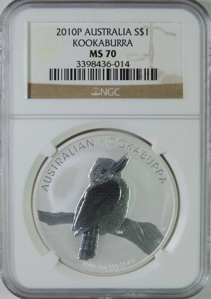 2010 P Australia Kookaburra 1oz .999 Silver $1 Coin NGC MS70 - Image 1 of 4