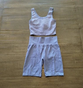 Reggiseno sportivo sportivo sportivo sportivo donna Forever 21 set viola taglia M allenamento yoga palestra - Foto 1 di 9
