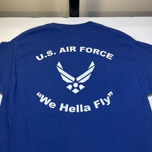 BAY AREA BOMBER USA US AIR FORCE AFB AMERIKANISCHES MILITÄR T-SHIRT Herren L blau - Bild 1 von 4