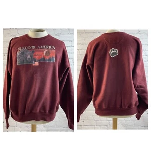 Vintage Champion Reverse Weave 90’s Crew Sweatshirt Maroon Outdoor America Sz XL - Picture 1 of 12