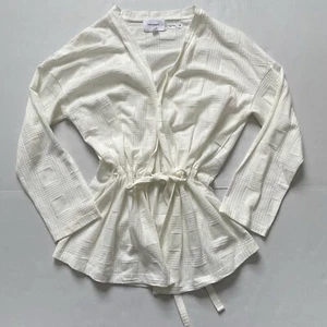 Sita Murt Top Womens S Ivory Tie Front Textured Knit Cardigan Mila - Picture 1 of 9