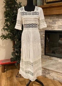 TOPSHOP Pixie Broderie Midi Summer Sun Dress US 6 Lace Crochet Insert Detail - Picture 1 of 16