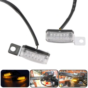 2Pcs Black Mini LED Motorcycle Turn Signals Blinkers Front Rear Peg Lamp Lights - Picture 1 of 8