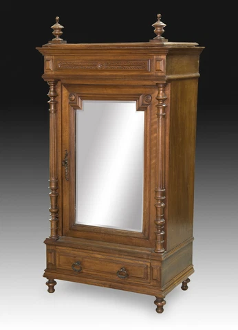 Miniature wardrobe. Walnut wood, mirror. 19th century Cover