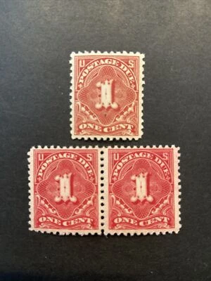 US Stamp Scott #J61 Postage Due 1917 Pair & Single MNH - Image 1 of 2