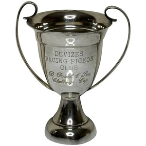 Small British Silver Plate Wiltshire Devizes Racing Pigeon Club Trophy Cup - Picture 1 of 24