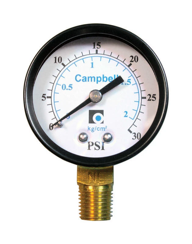 Campbell 2 in. Brass Pressure Gauge 30 psi - Image 1 of 1