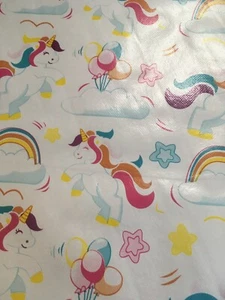 Unicorn Party Celebrate PVC Table Cover Fabric Wipe Clean Protector 137cm Wide - Picture 1 of 1