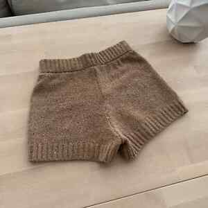 Zara Wool Blend Knit Shorts Womens Small High Waist Nude Beige Brown Comfy