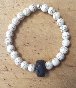 Men's Cream Howlite Lava Stone Bracelet - Picture 1 of 4