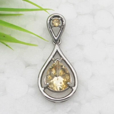 Collar de plata citrino 925 hecho a mano joyería collar de piedras preciosas Foto 1 de 2