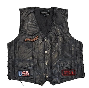 Herren Biker Echt Leder Weste mit Patches Motorrad Größe L - Bild 1 von 4