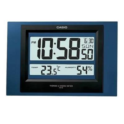 Casio Digital Wall Clock Hygrometer Thermometer Temp Humidity Calendar ID-16S-2 - Image 1 of 2