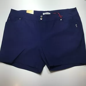 Sabrina Lauren Indigo Ultra Soft Stretch Midi 5" Plus Bottoms Shorts Size 24W - Picture 1 of 16