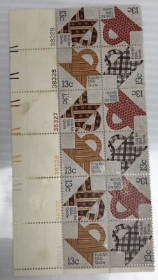 USPS 13-Cent Strip Of 12 Folk Art USA: Quilts  #1745 - Image 1 of 4