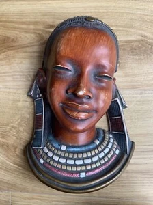 Achatit Mid Century Wall Mask African Lady Trentchikoff Era - Picture 1 of 12